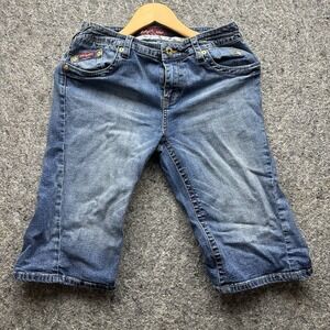 Baby Phat Blue Jean Denim Capris Graphic Women's SZ 9